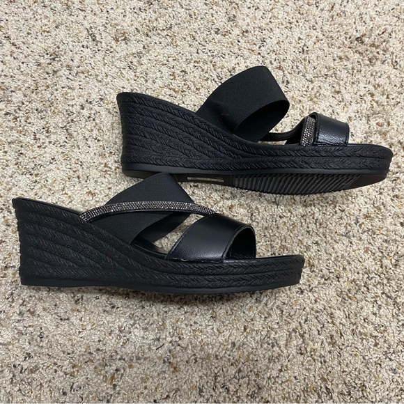 Mariella Shoes - Mariella wedge sandals womens 9.5 rhinestones made in Italy shoes strappy NEW